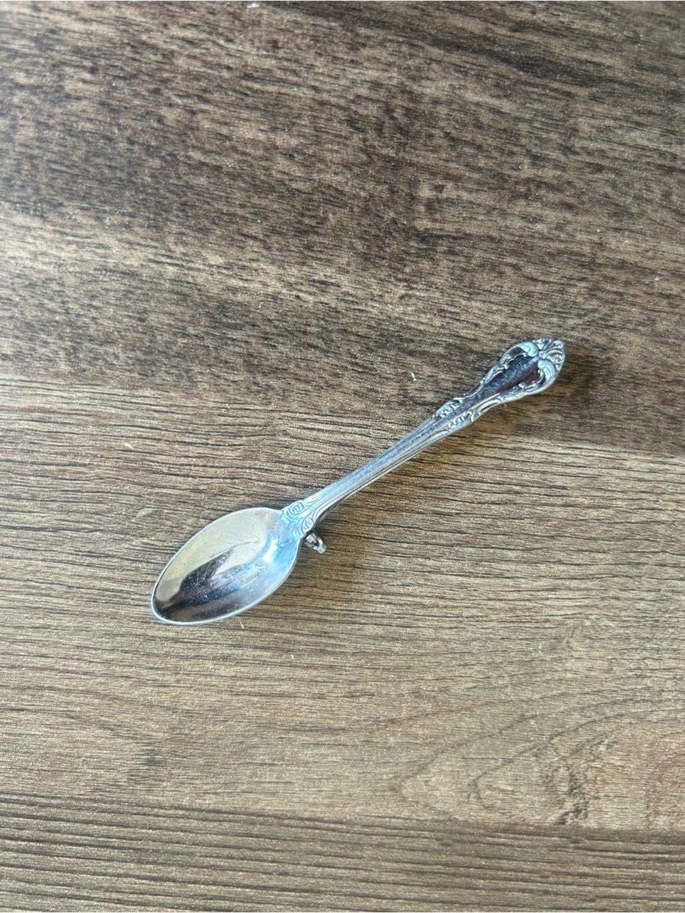 Vintage Henry BIRKS Canada Chantilly Miniature Spoon Brooch Pin Silverplate